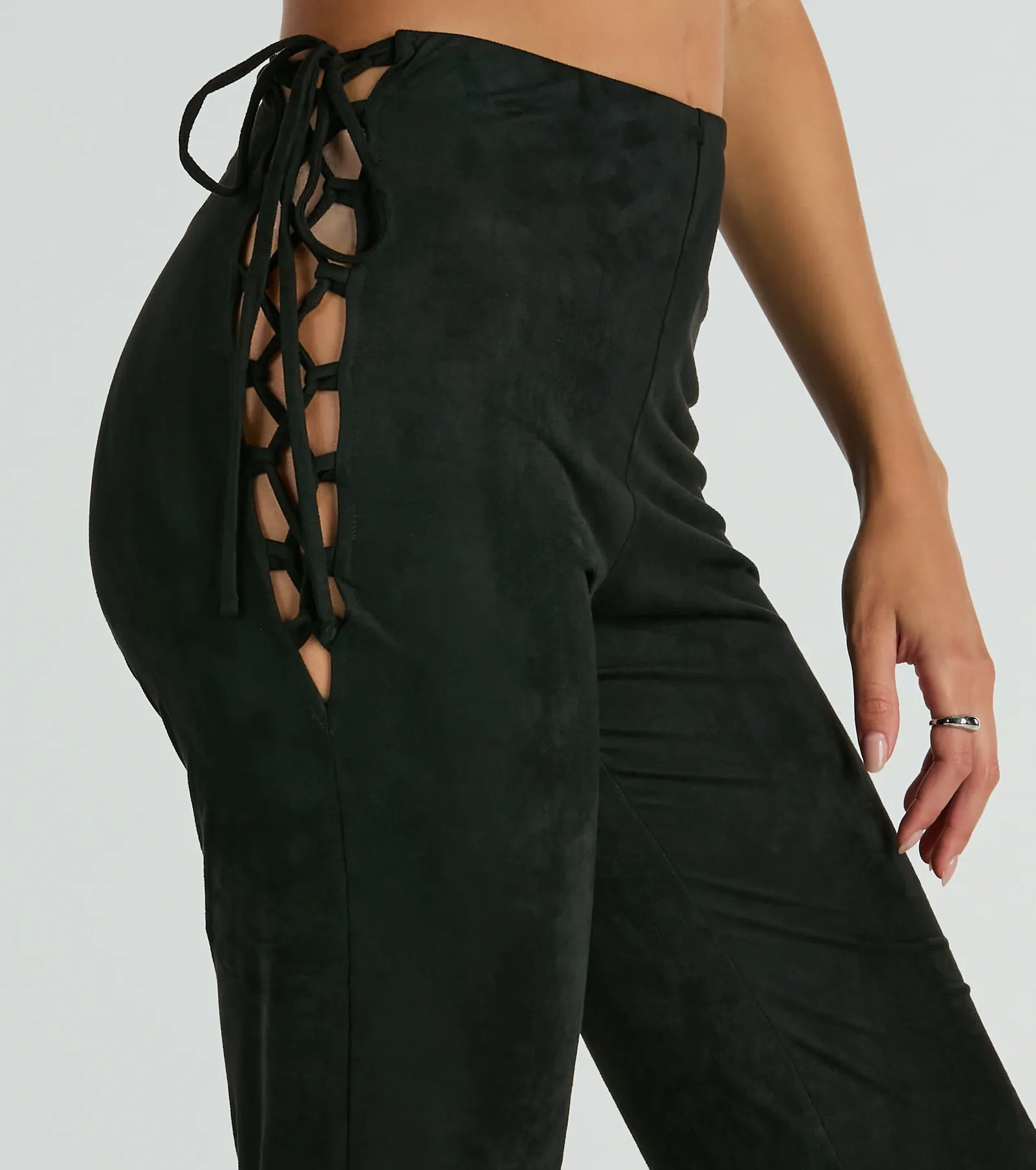All Laced-Up Flare Faux Suede Pants - Image 8