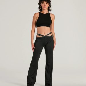 Country Edge Buckle High-Rise Waist Flare Pants