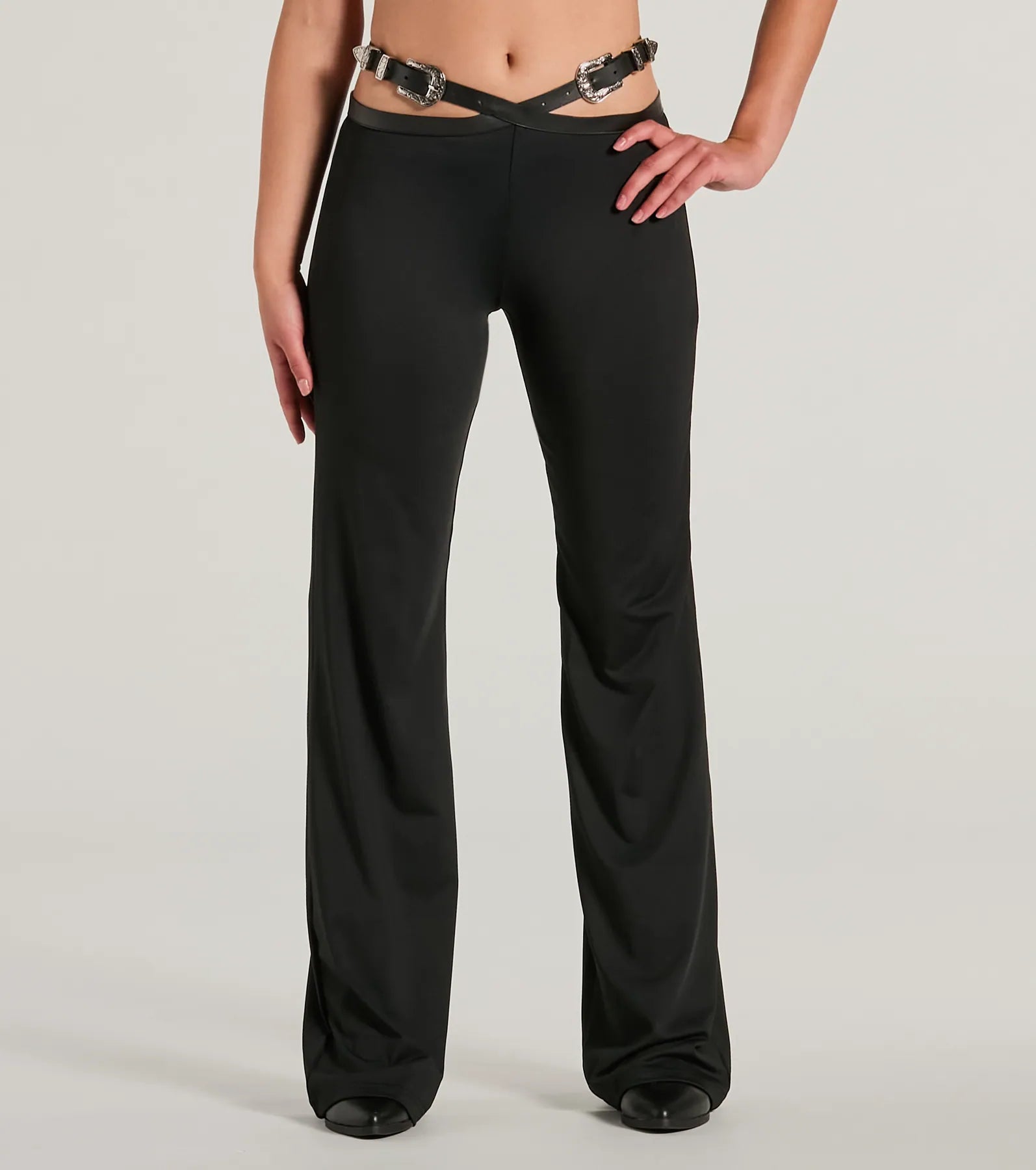 Country Edge Buckle High-Rise Waist Flare Pants - Image 4