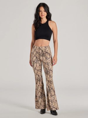 Slither In Style High Rise Snake Print Flare Pants