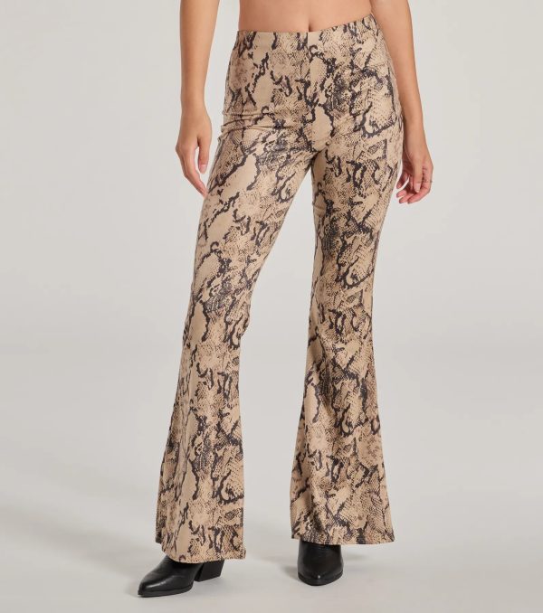 Slither In Style High Rise Snake Print Flare Pants - Image 4