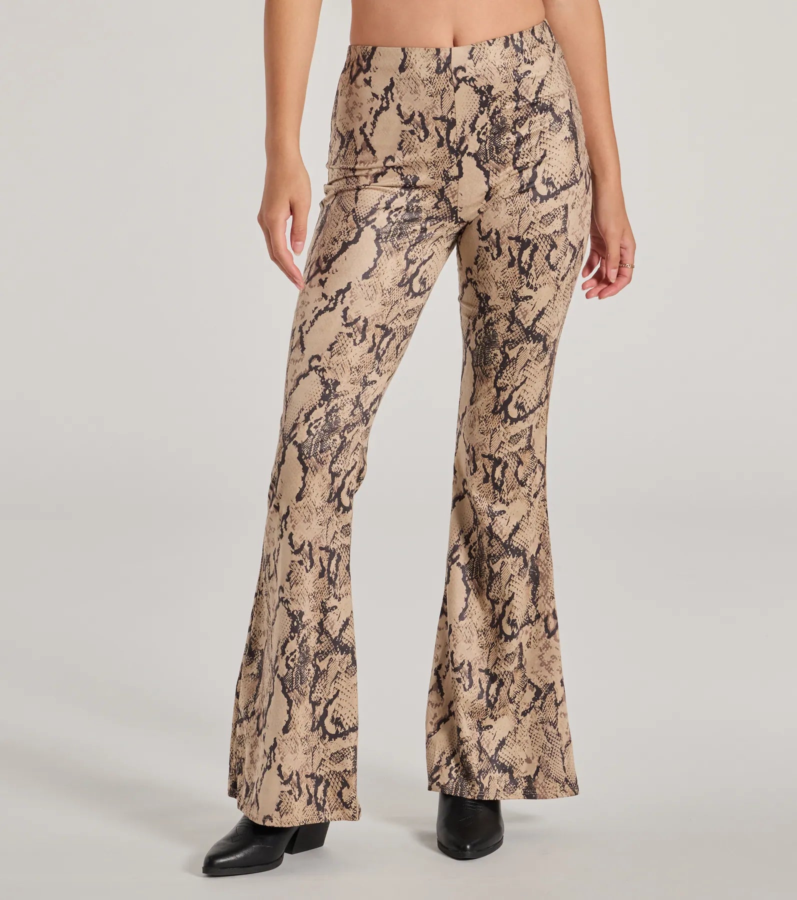 Slither In Style High Rise Snake Print Flare Pants - Image 4