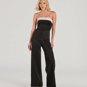 Thinking Out Loud Strapless Wide-Leg Jumpsuit