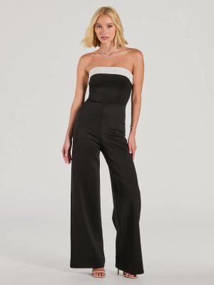 Thinking Out Loud Strapless Wide-Leg Jumpsuit