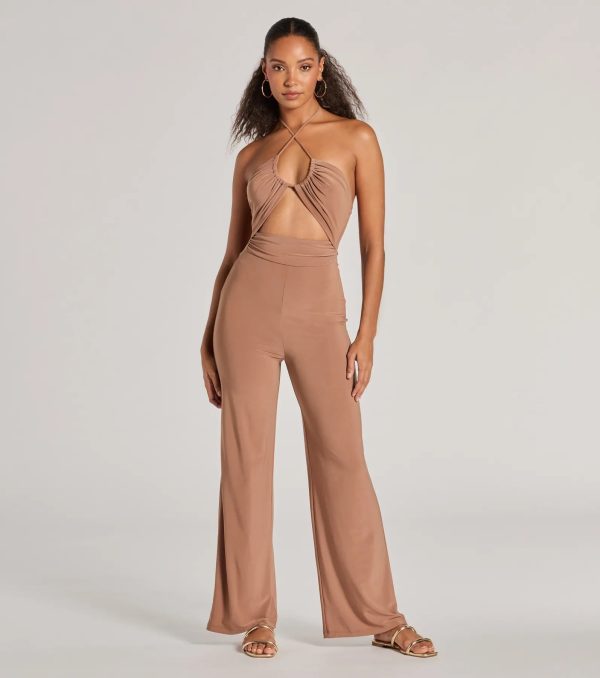 Enticing Sass Halter Cutout Wide-Leg Jumpsuit - Image 5