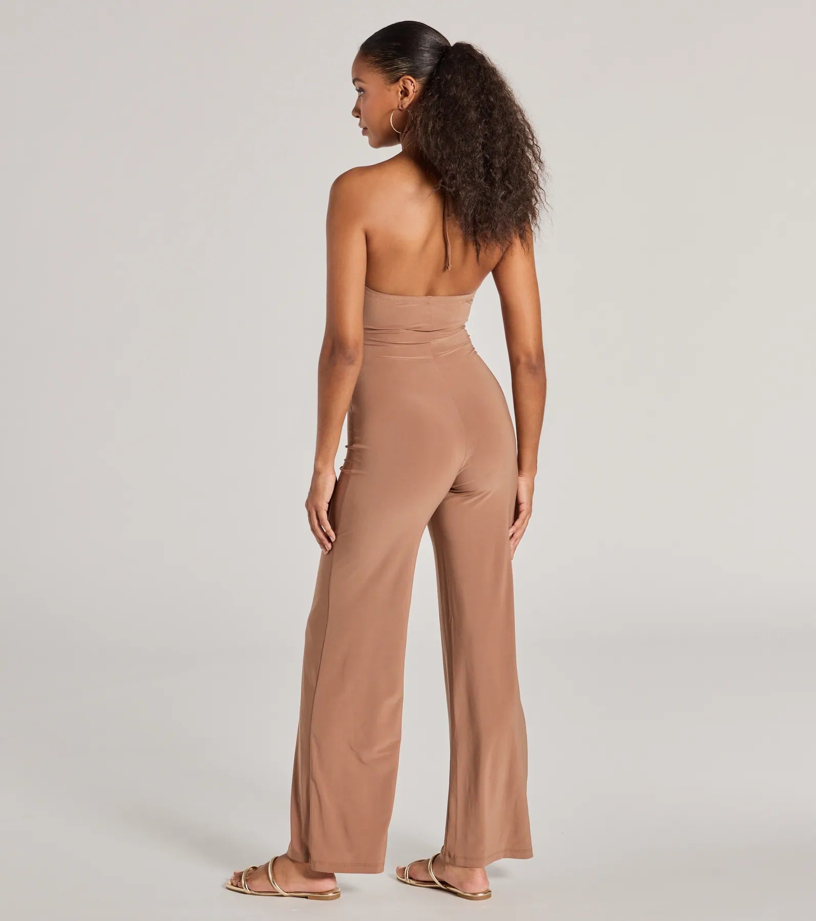 Enticing Sass Halter Cutout Wide-Leg Jumpsuit - Image 6