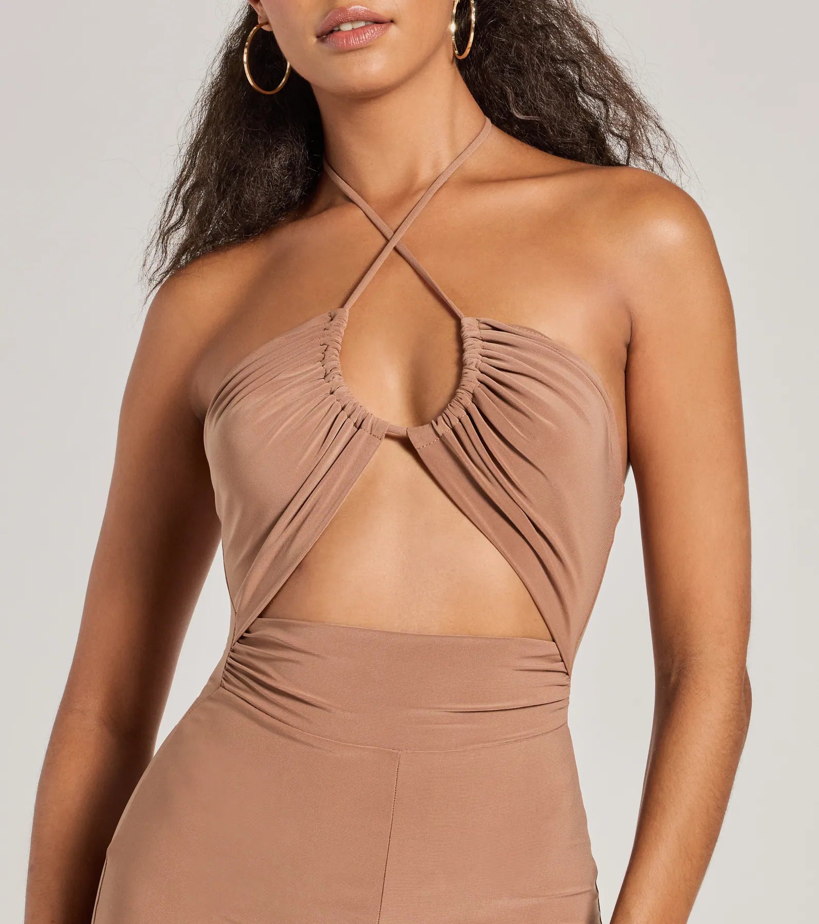 Enticing Sass Halter Cutout Wide-Leg Jumpsuit - Image 7