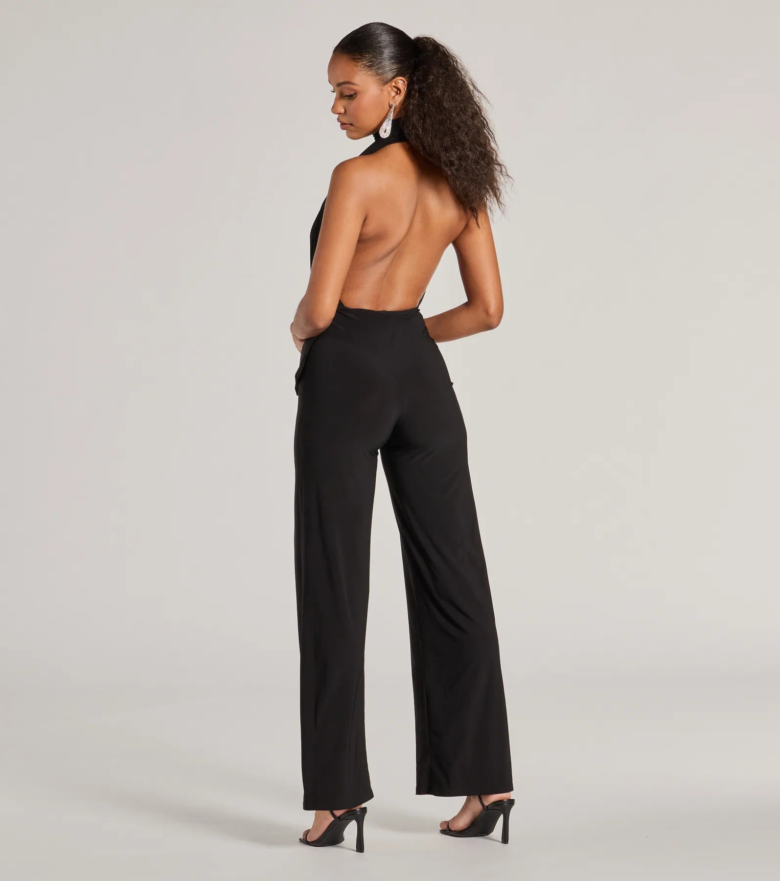 Chic Position Plunge Scarf Straight-Leg Jumpsuit - Image 2