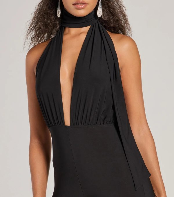 Chic Position Plunge Scarf Straight-Leg Jumpsuit - Image 3
