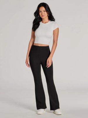 Laidback Look Ribbed Knit Flare Pants
