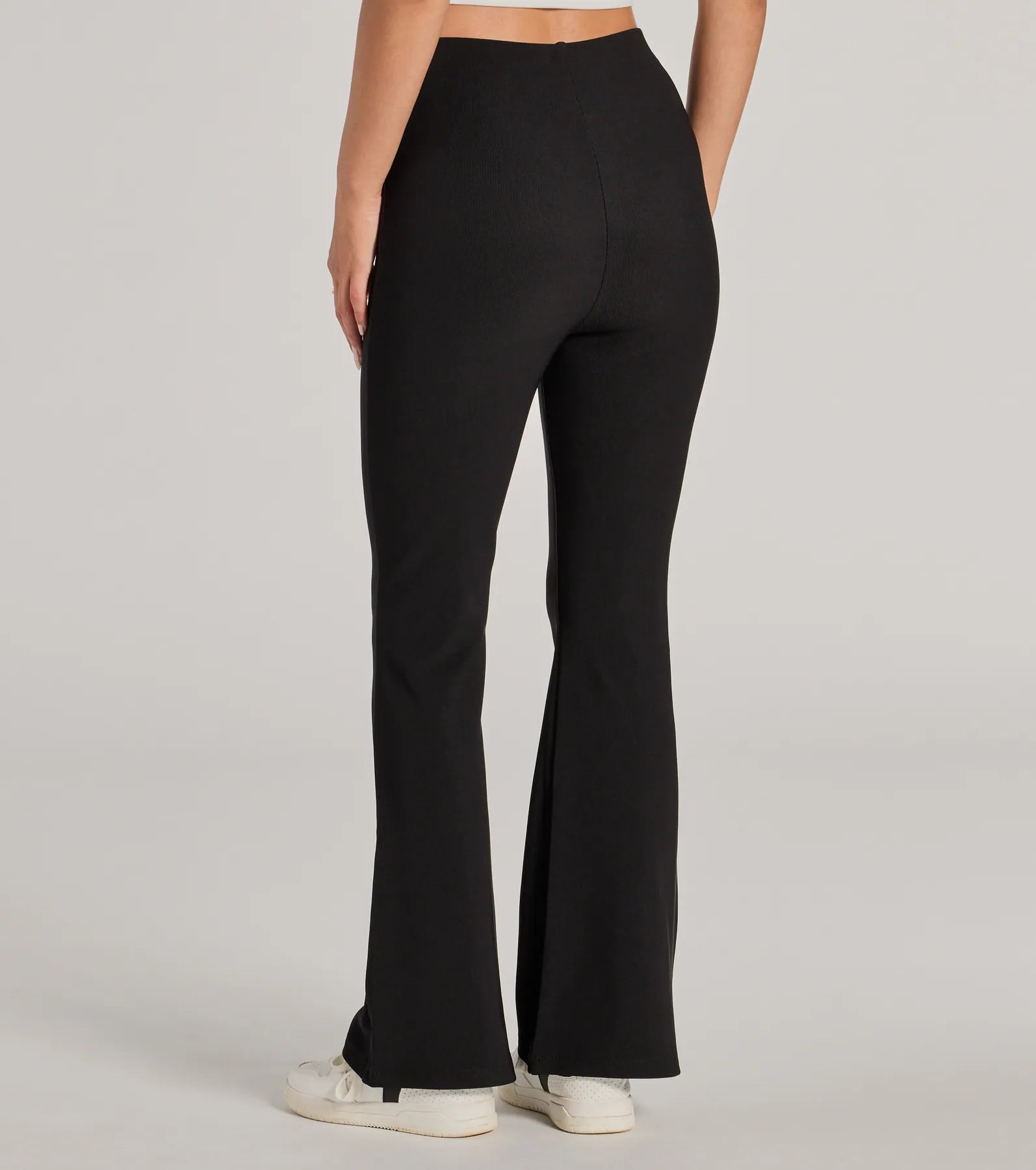 Laidback Look Ribbed Knit Flare Pants - Image 2