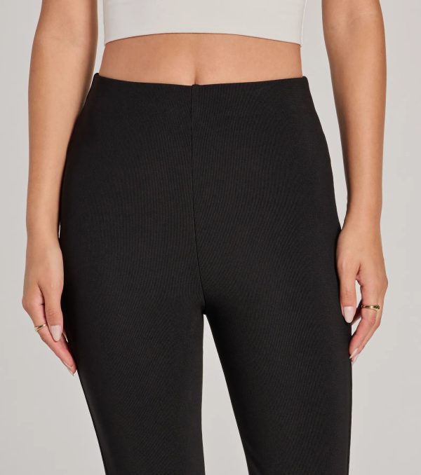 Laidback Look Ribbed Knit Flare Pants - Image 3