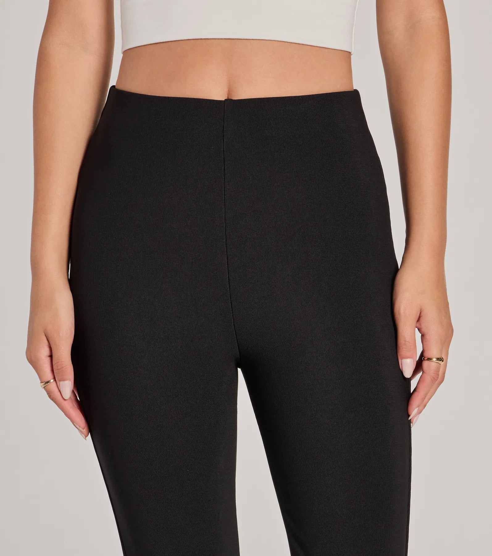Laidback Look Ribbed Knit Flare Pants - Image 3
