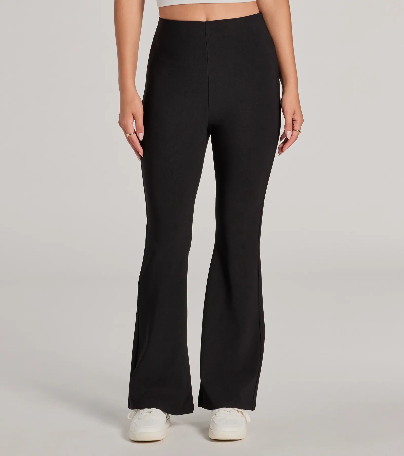 Laidback Look Ribbed Knit Flare Pants - Image 4