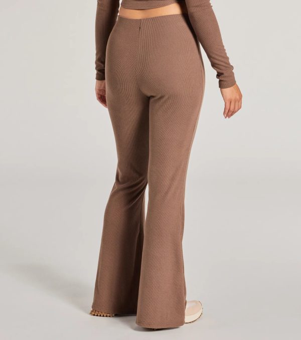 Feelin' Comfy Ribbed Knit Flare Pants - Image 3
