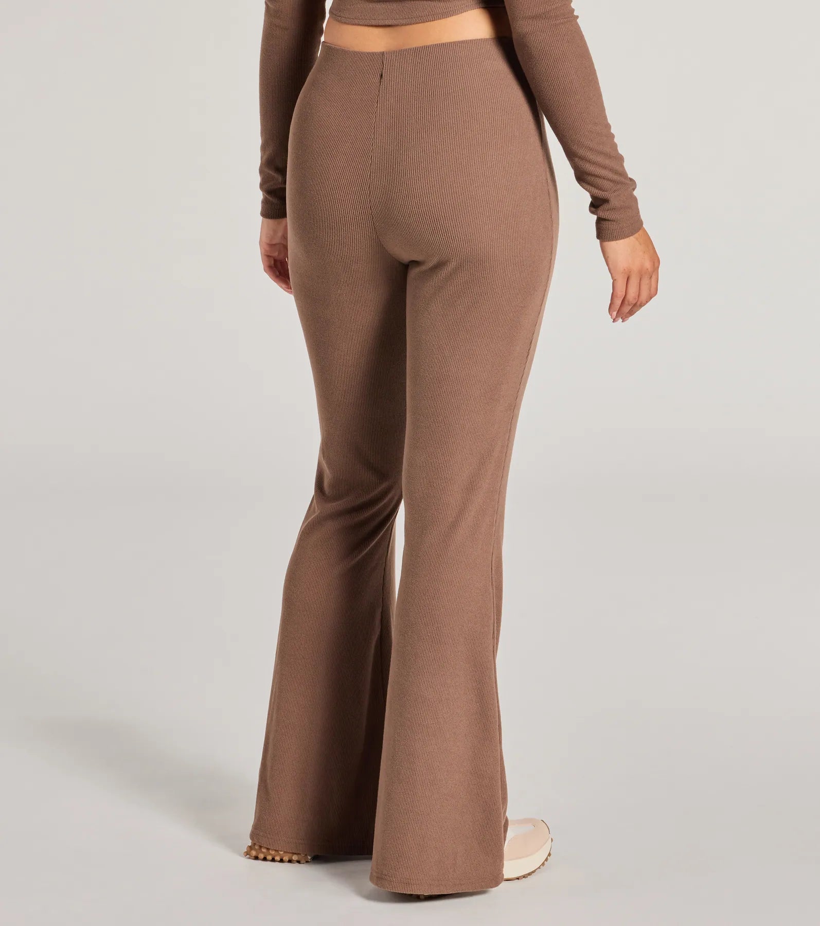Feelin' Comfy Ribbed Knit Flare Pants - Image 3
