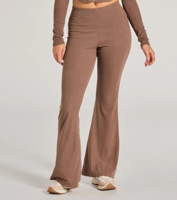 Feelin' Comfy Ribbed Knit Flare Pants - Image 5