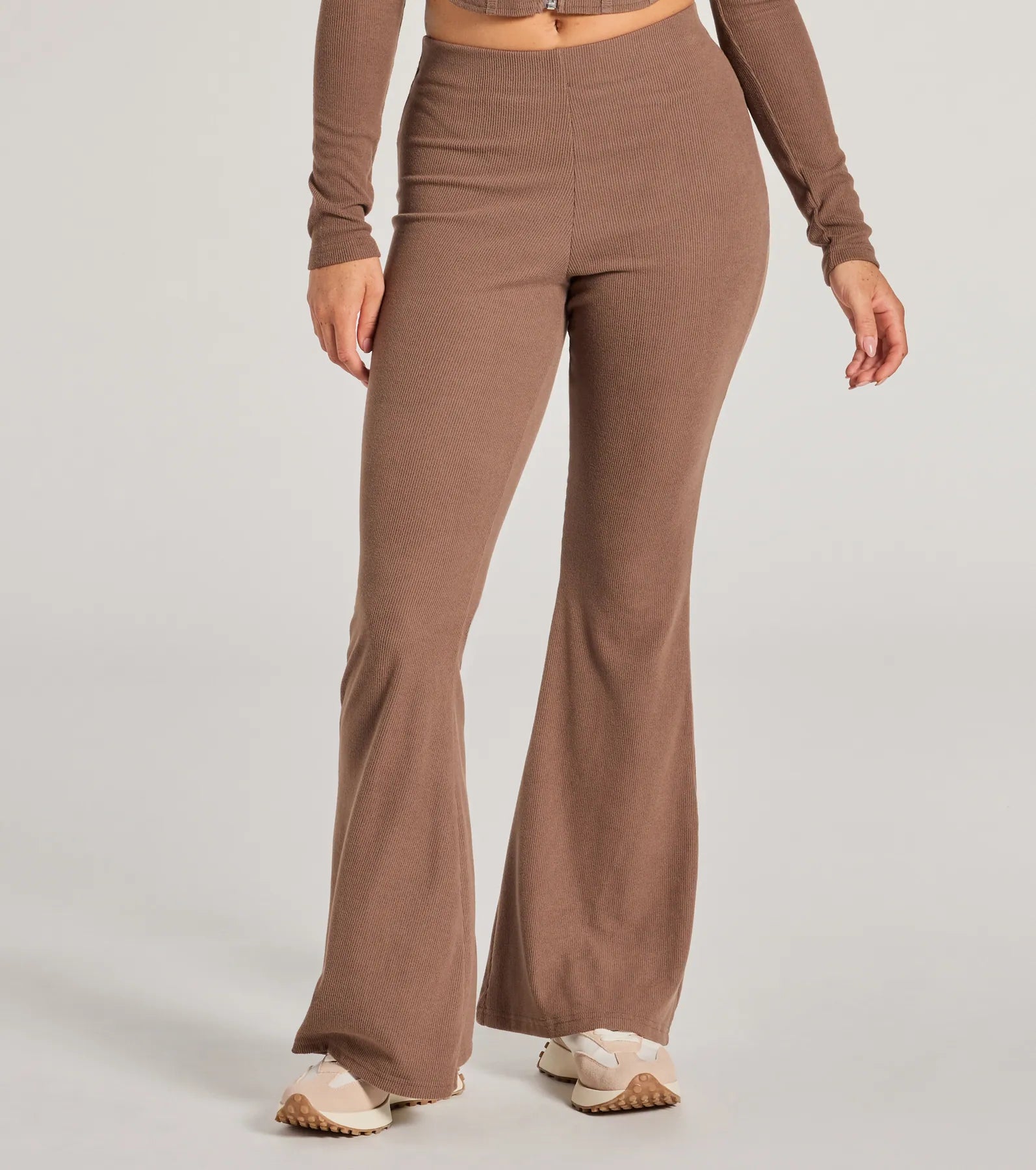 Feelin' Comfy Ribbed Knit Flare Pants - Image 5
