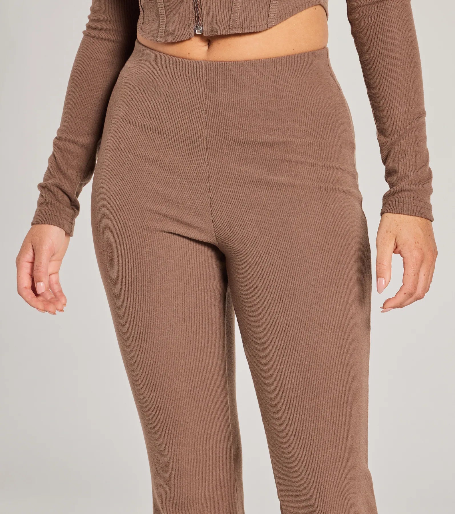 Feelin' Comfy Ribbed Knit Flare Pants - Image 4