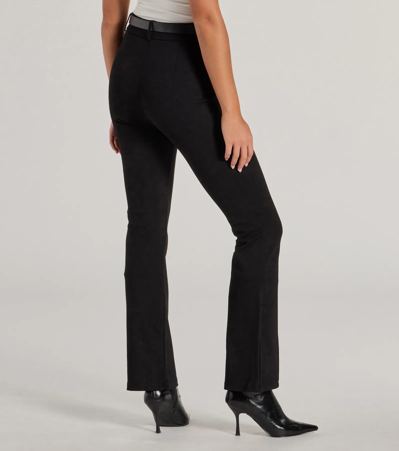 Modern Muse Ponte Knit Belted Tapered Pants - Image 2