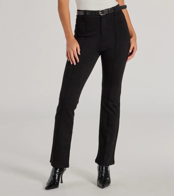 Modern Muse Ponte Knit Belted Tapered Pants - Image 4