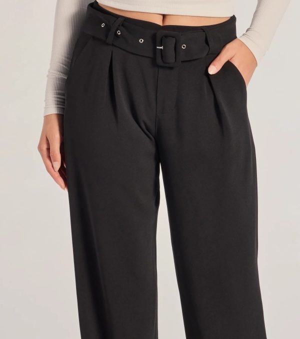 Sleek Impression Belted Straight-Leg Trouser Pants - Image 4