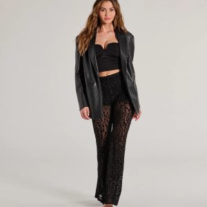 Chic In The Wild Cheetah Print Flared Mesh Pants