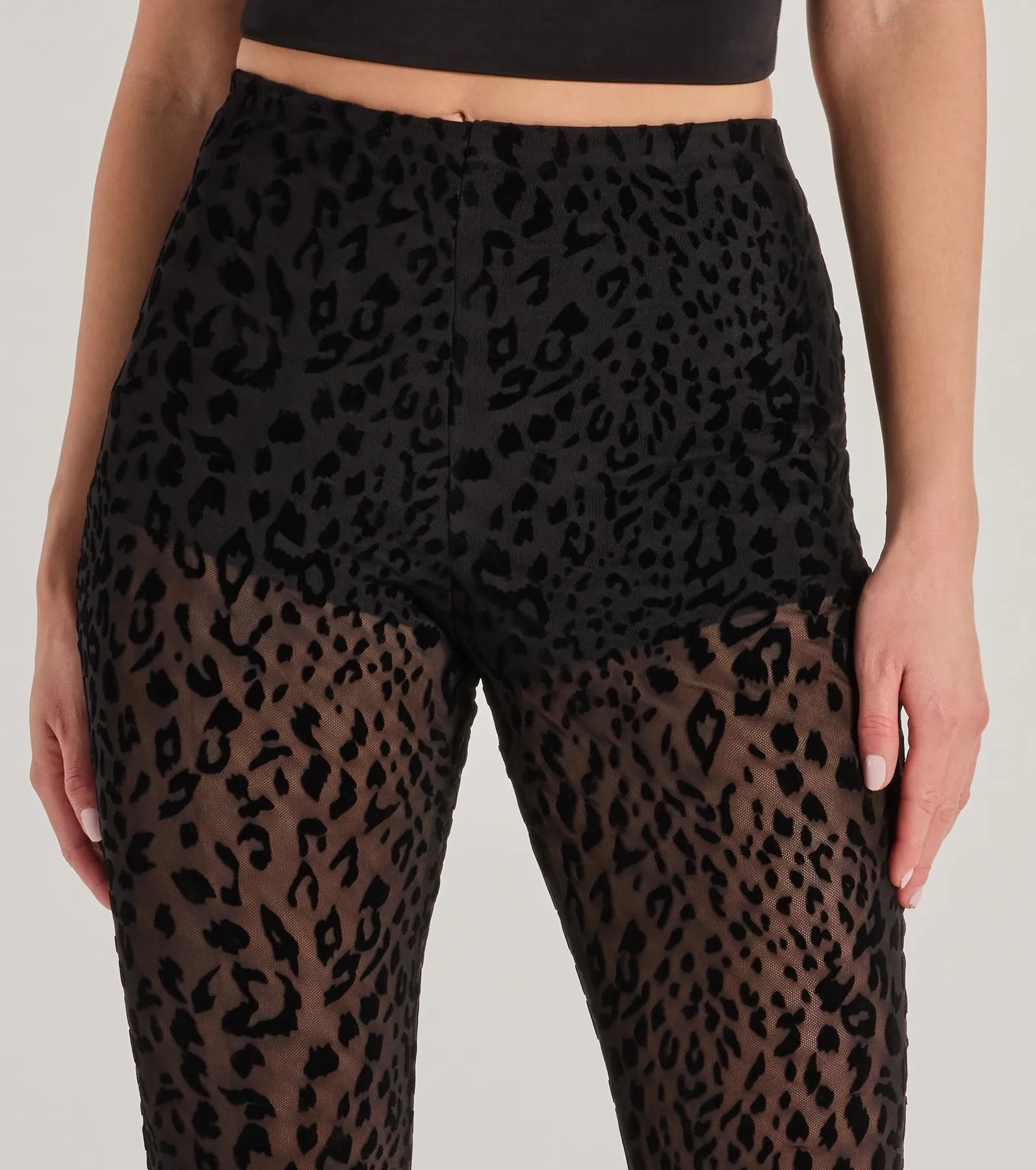 Chic In The Wild Cheetah Print Flared Mesh Pants - Image 3