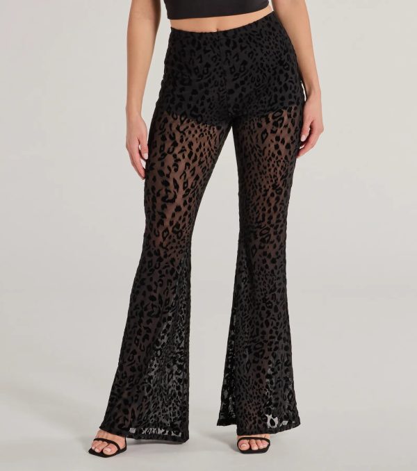 Chic In The Wild Cheetah Print Flared Mesh Pants - Image 4