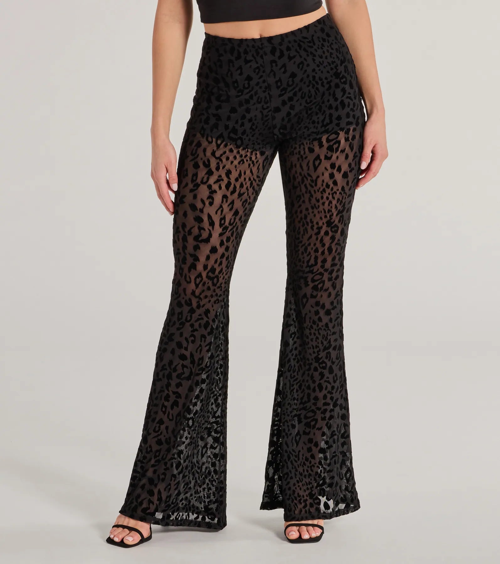 Chic In The Wild Cheetah Print Flared Mesh Pants - Image 4