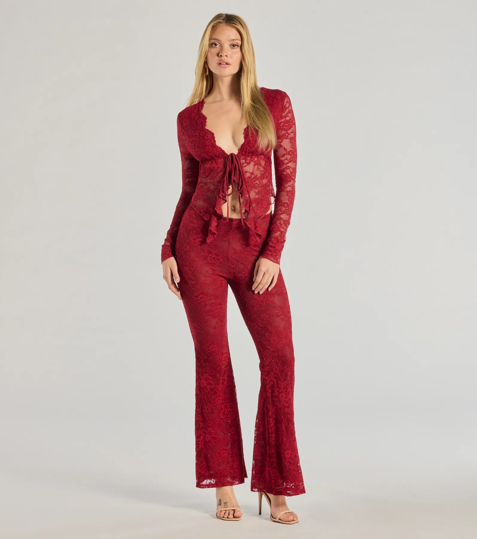 Delicate Flair Floral Lace Flared Pants - Image 2