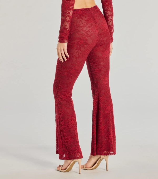 Delicate Flair Floral Lace Flared Pants - Image 3