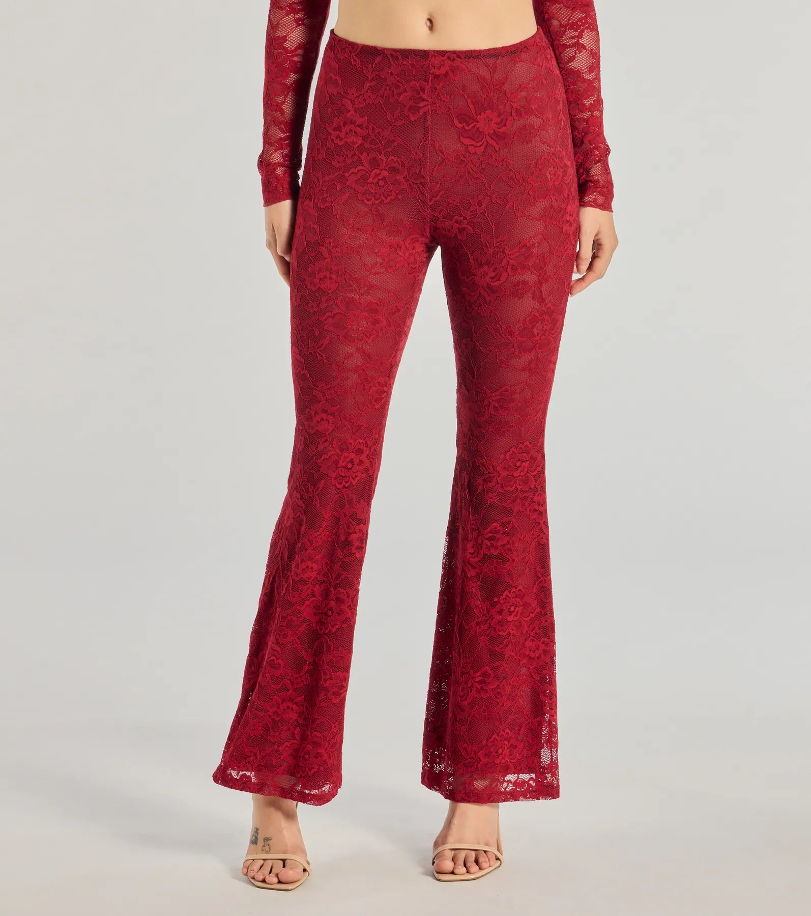 Delicate Flair Floral Lace Flared Pants - Image 4