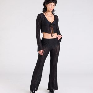 Bohemian Chic Sheer Lace Flare Pants