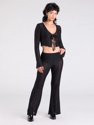 Bohemian Chic Sheer Lace Flare Pants