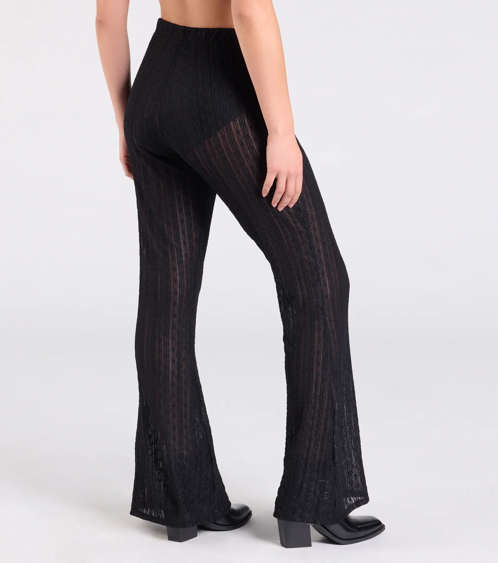 Bohemian Chic Sheer Lace Flare Pants - Image 2