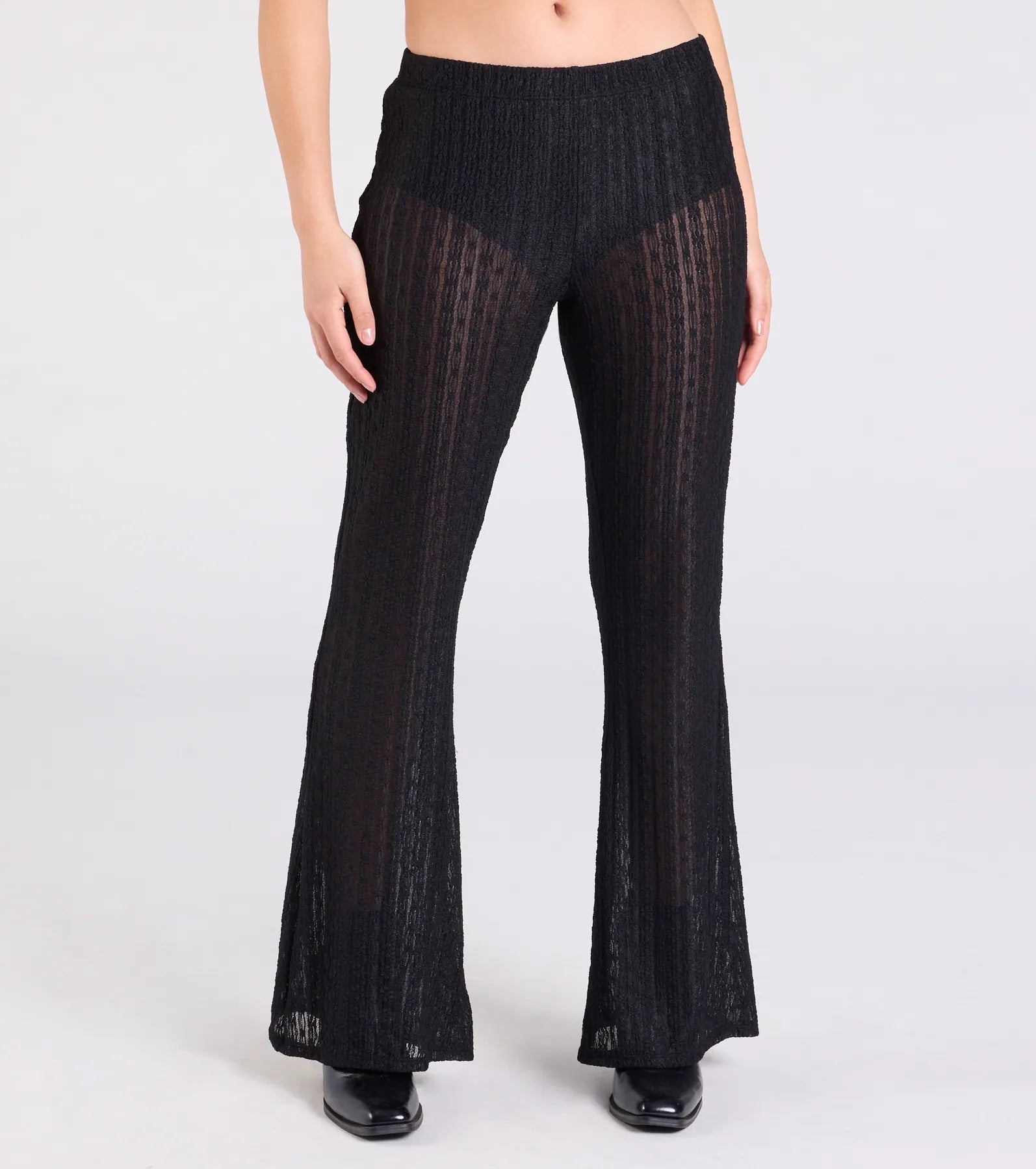 Bohemian Chic Sheer Lace Flare Pants - Image 4