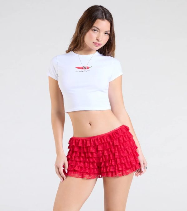 Chic Fairytale Tiered Lace Hot Shorts - Image 24