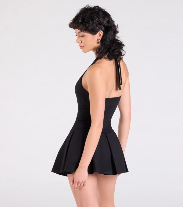 Flirty Flair Halter Pleated Romper - Image 2