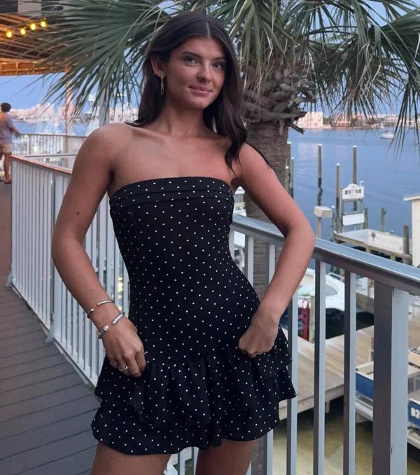 Classic Cutie Polka Dot Ruffled Knit Romper - Image 5