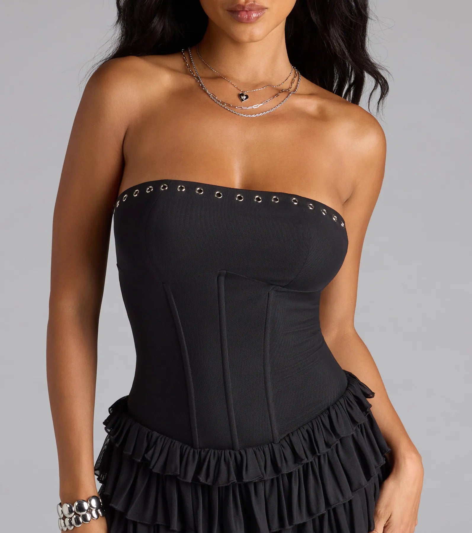 Edgy Allure Corset Drop Waist Romper - Image 5