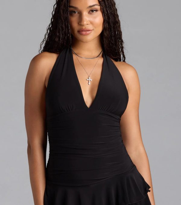Golden Nights Halter Ruffle Romper - Image 4