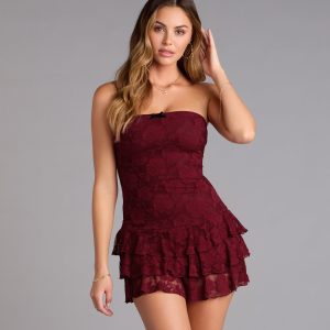 Crush On You Lace Ruffle Romper
