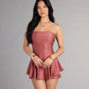 Frill Seeker Strapless Knit Romper