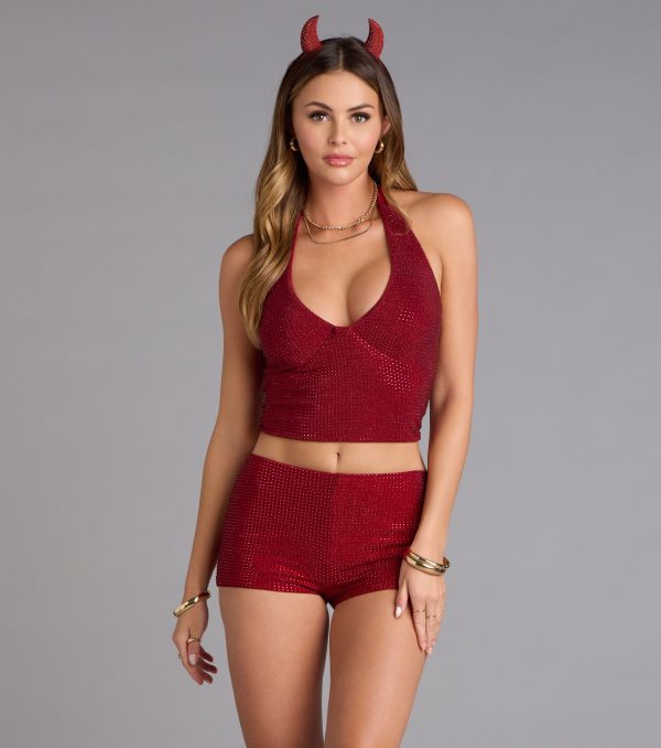 Shine Check Rhinestone Hot Shorts - Image 4