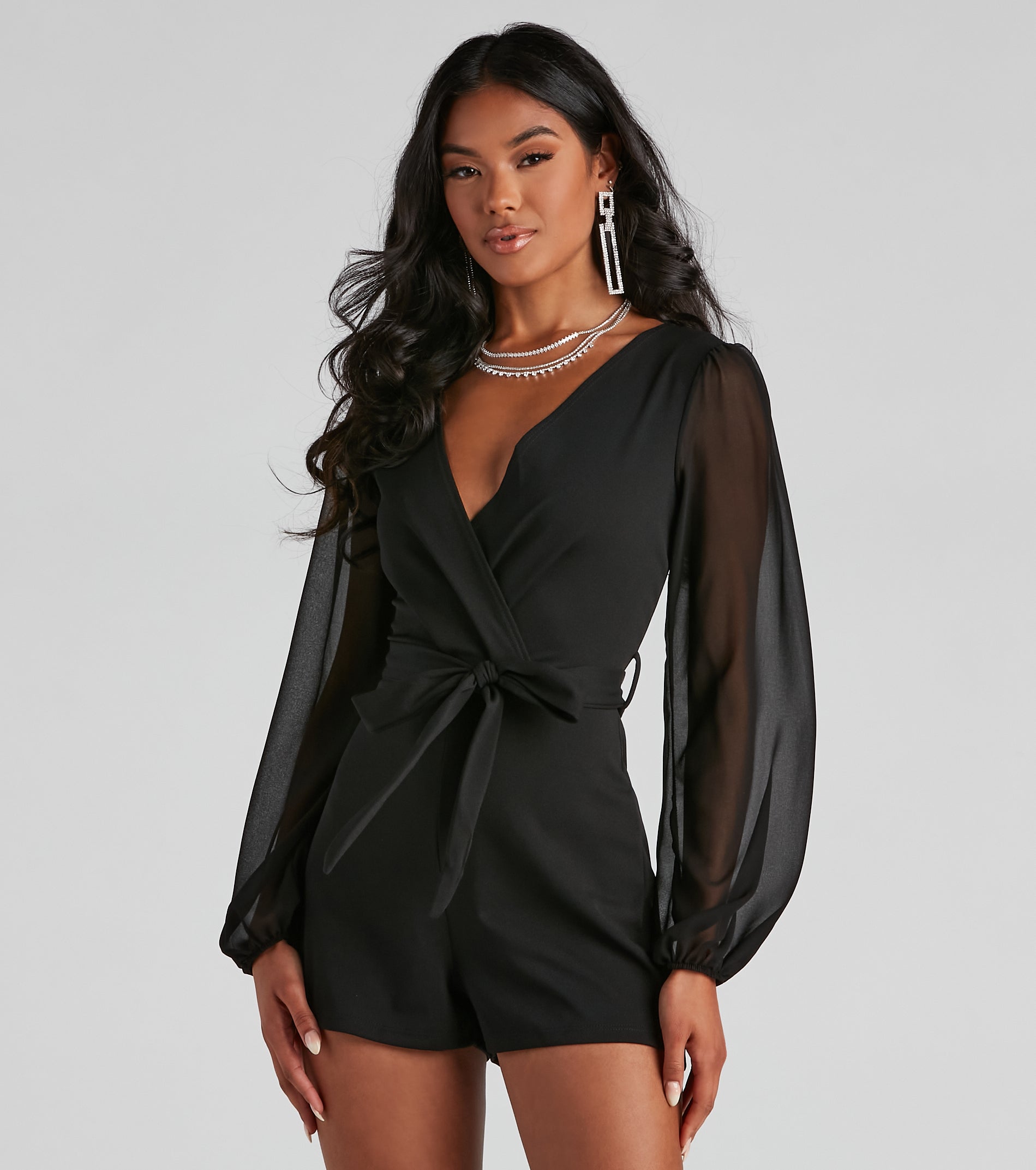 Perfectly Poised Plunging Chiffon Romper - Image 5