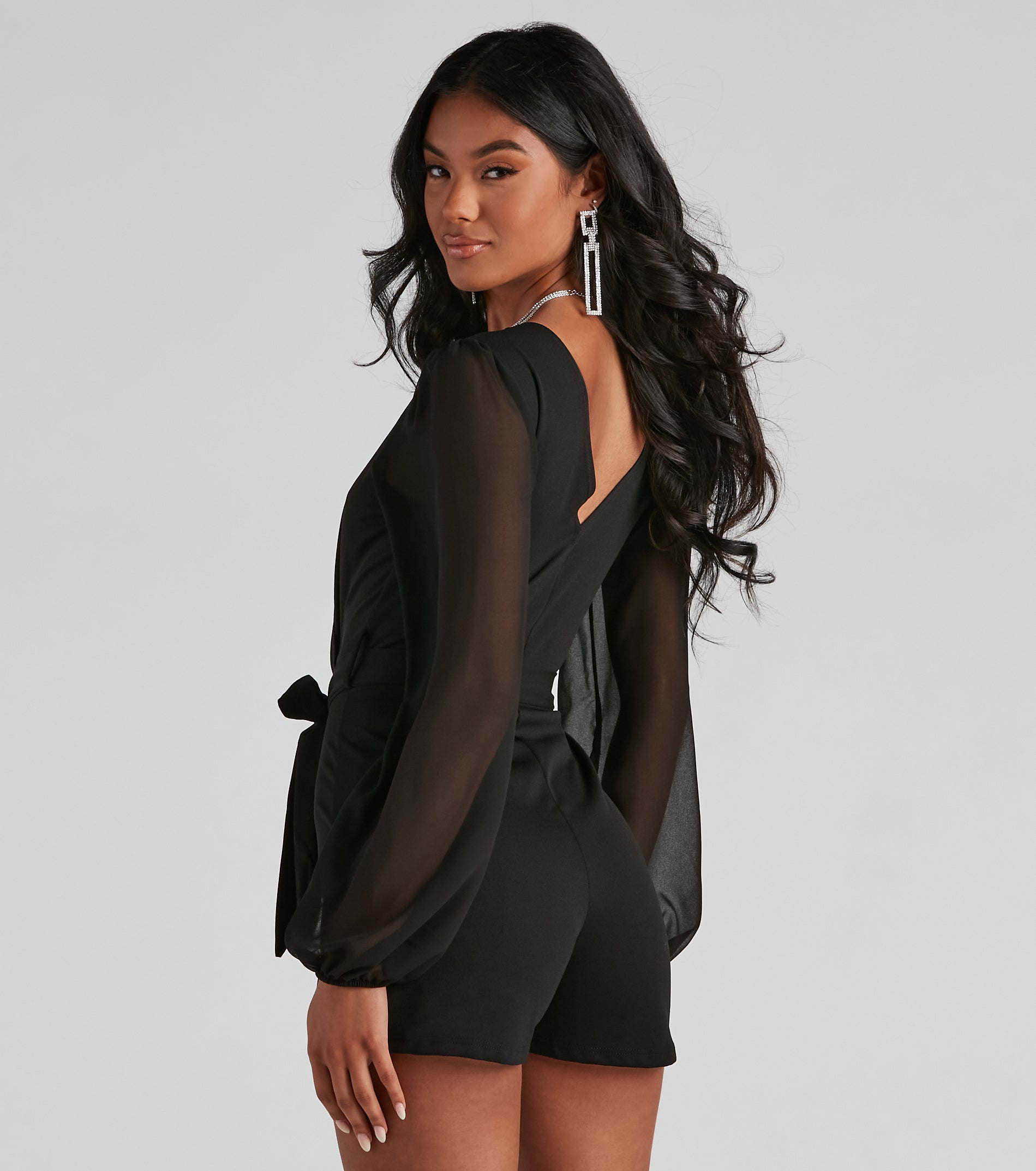 Perfectly Poised Plunging Chiffon Romper - Image 6