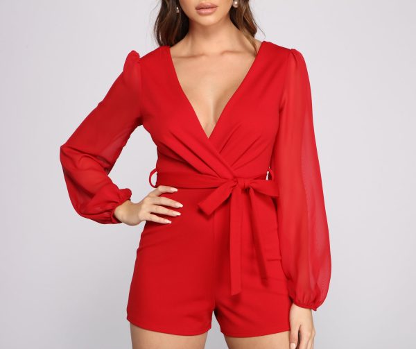 Perfectly Poised Plunging Chiffon Romper - Image 12
