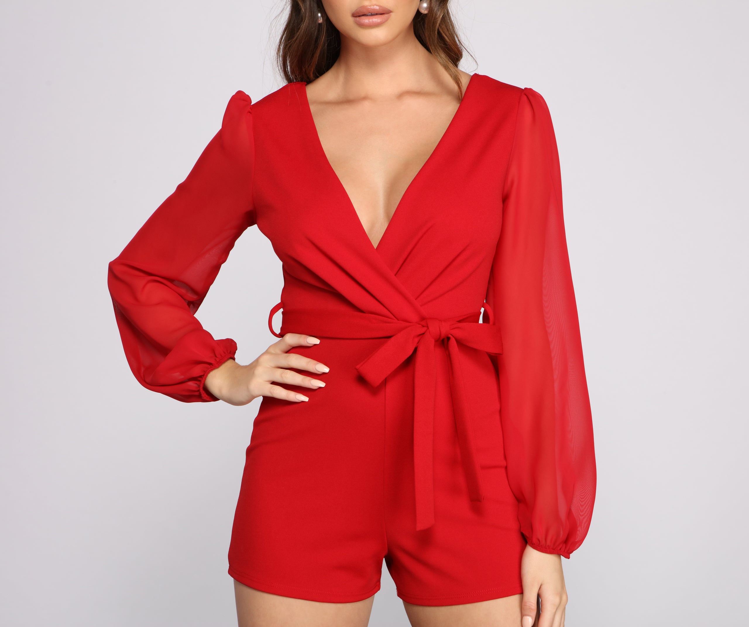 Perfectly Poised Plunging Chiffon Romper - Image 12