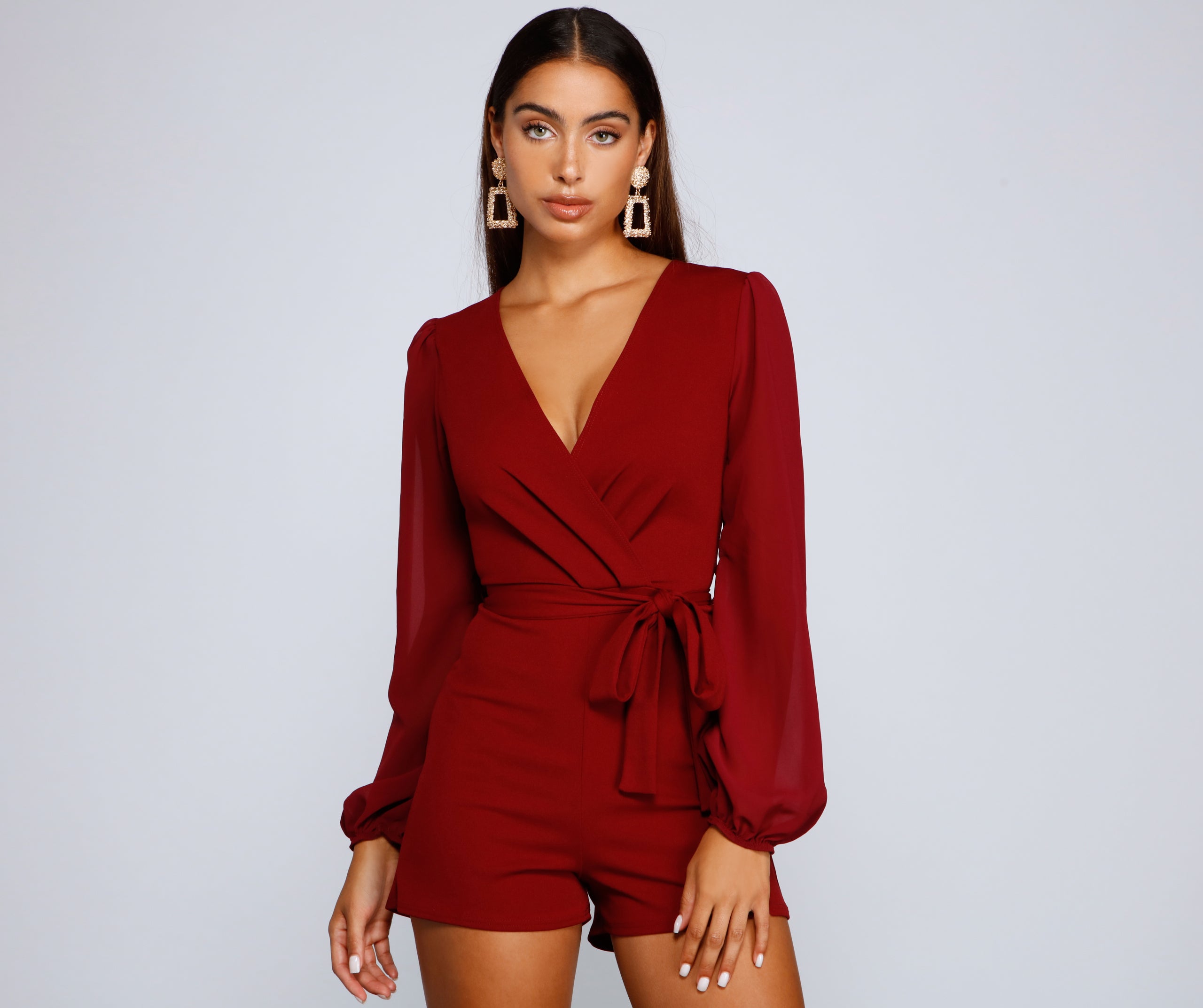 Perfectly Poised Plunging Chiffon Romper - Image 13